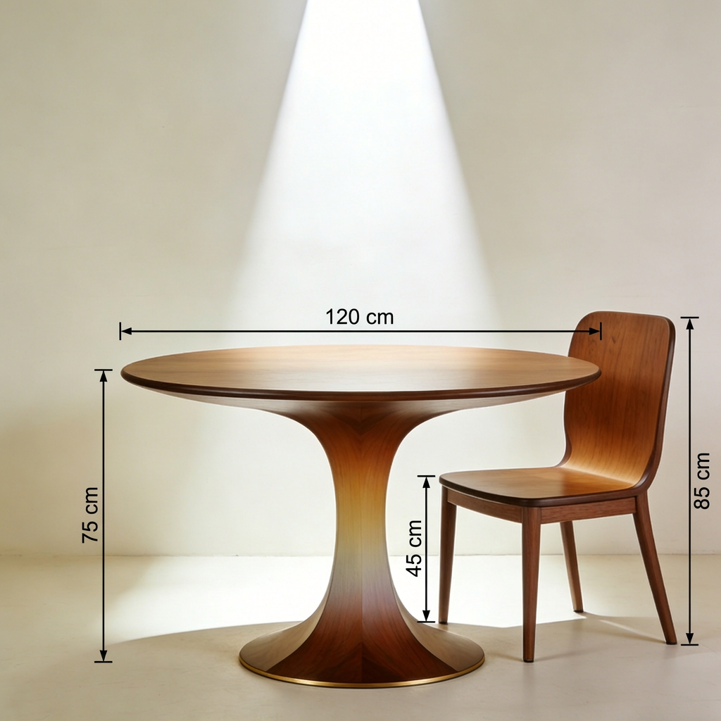 Vista lateral de silla de comedor de madera maciza