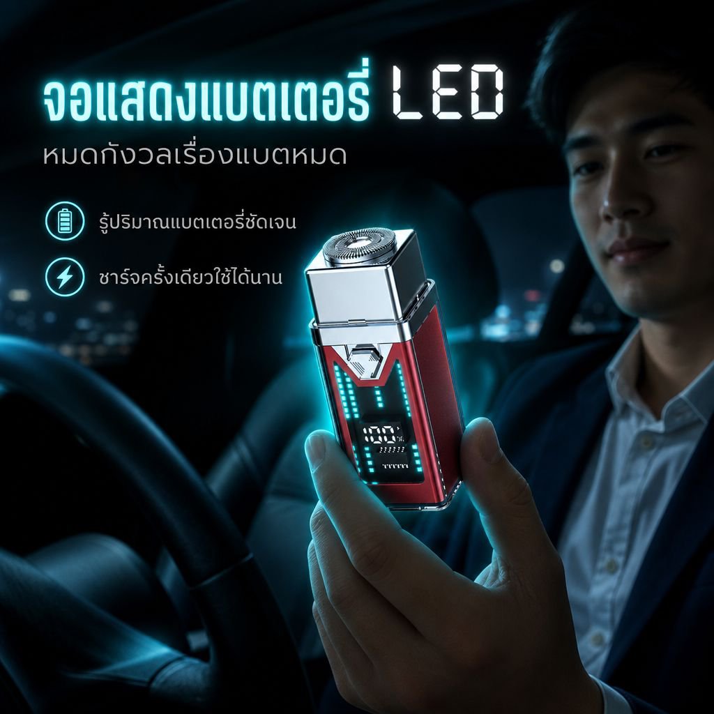 มีดโกนหนวดไฟฟ้าแบบโปร่งใสสำหรับผู้ชาย ใช้ได้ทั้งเปียกและแห้ง สามหัวโกน พกพาง่าย