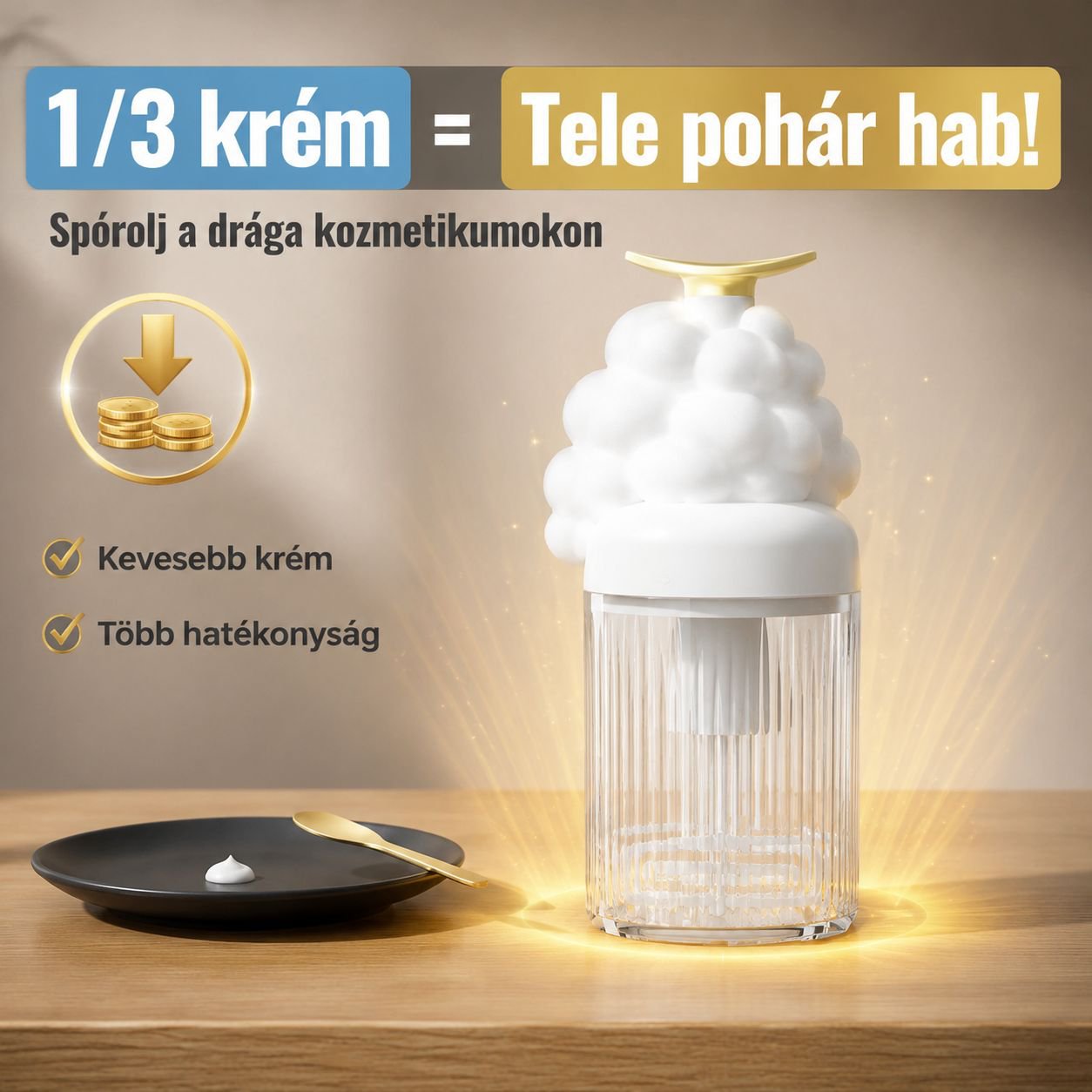 Kézi forgó habkészítő arctisztítóhoz, samponhoz, tusfürdőhöz