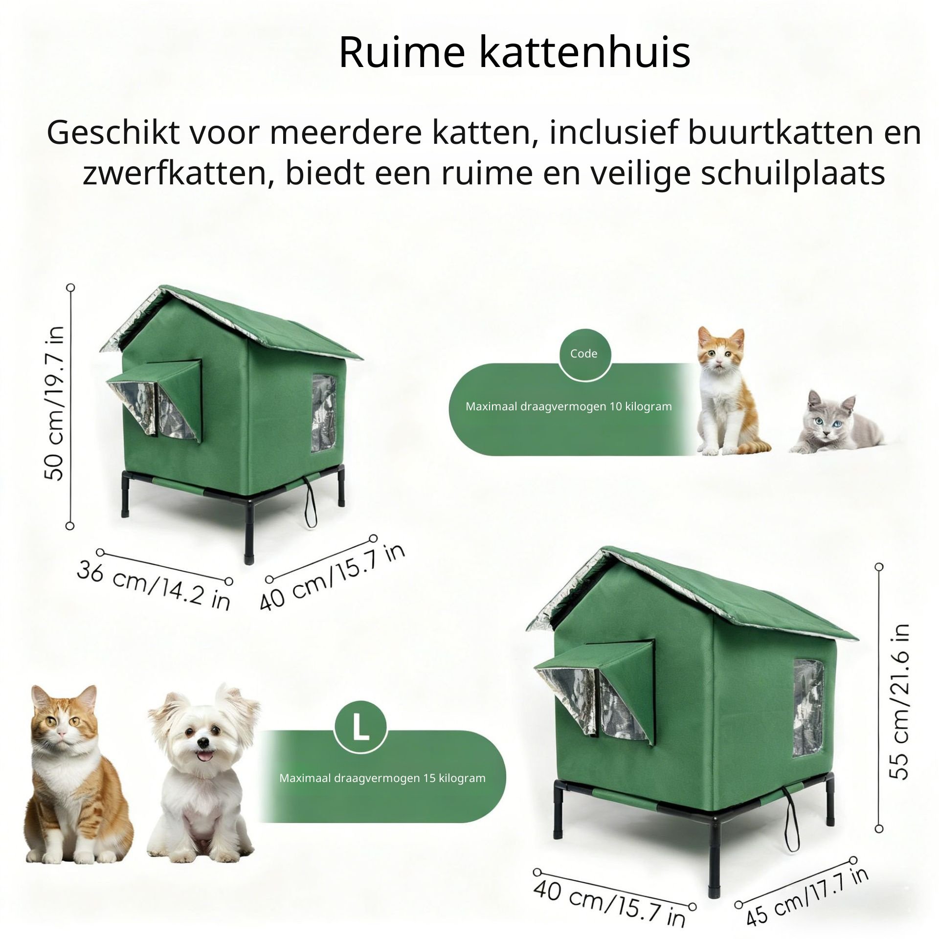 Buitenkattenhuis met waterdichte bescherming voor katten