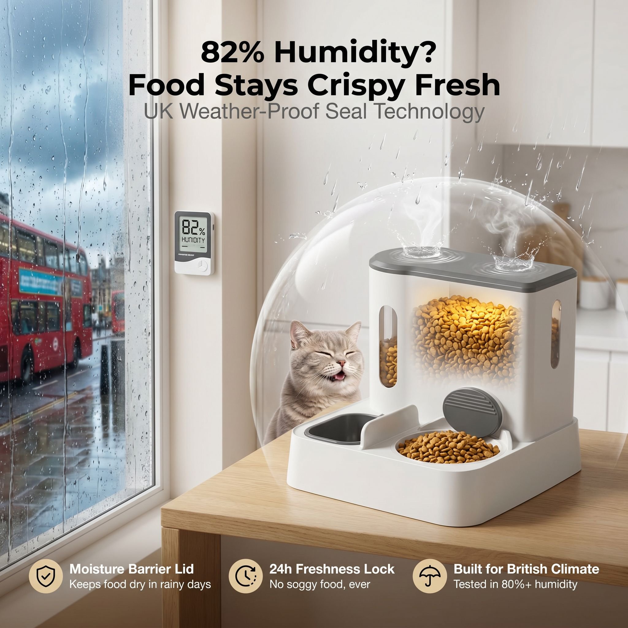 Ceramic Double Bowl Pet Supplies Automatic Water and Food Feeder for Cats and Dogs
