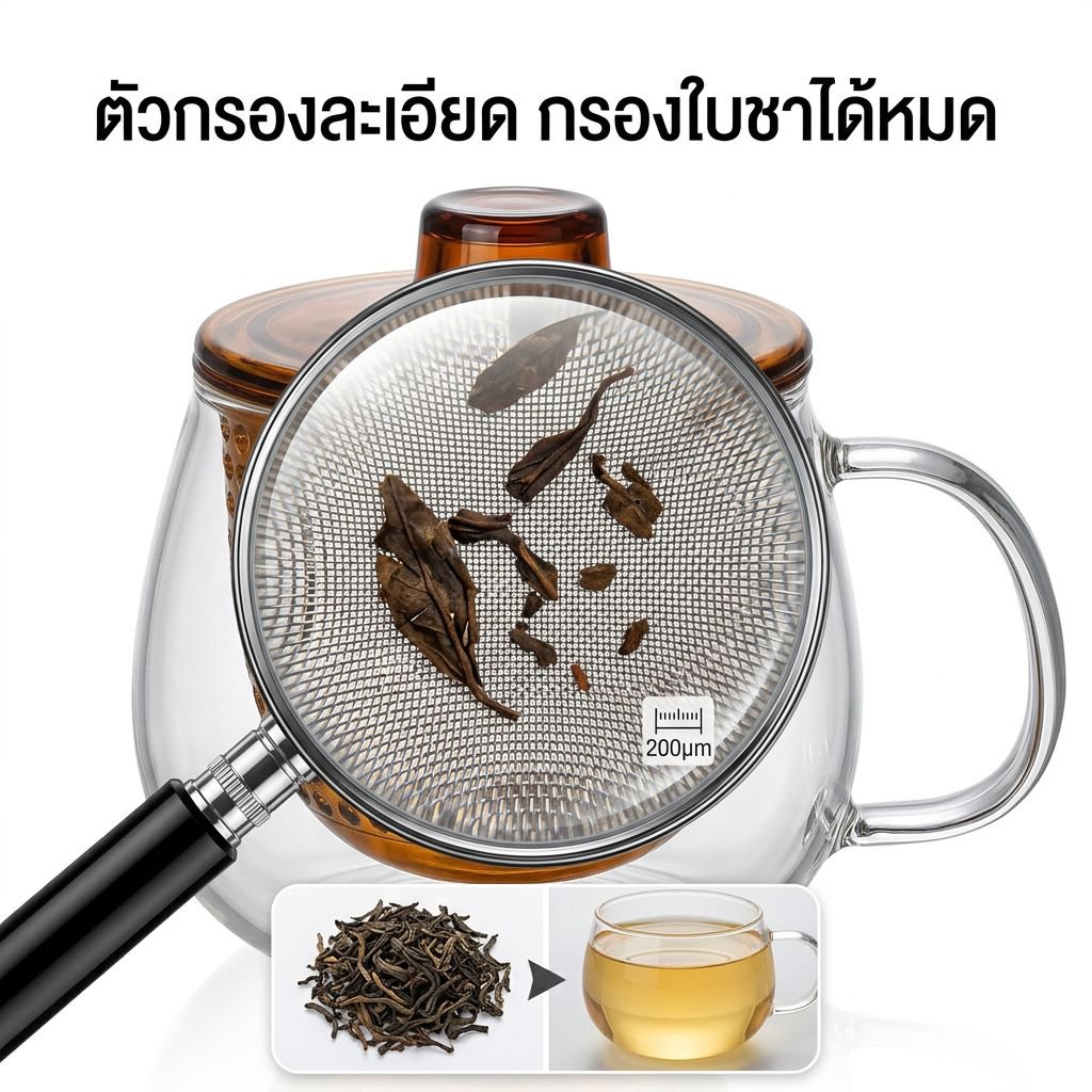 แก้วน้ำชาแก้วแก้วพร้อมที่กรองชาแบบแยกได้