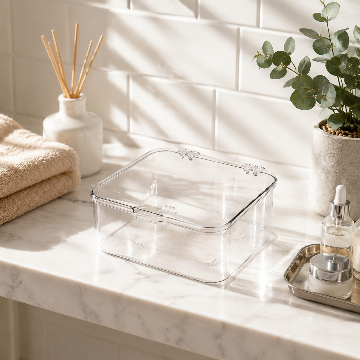 Stylish face mask storage solution for office use