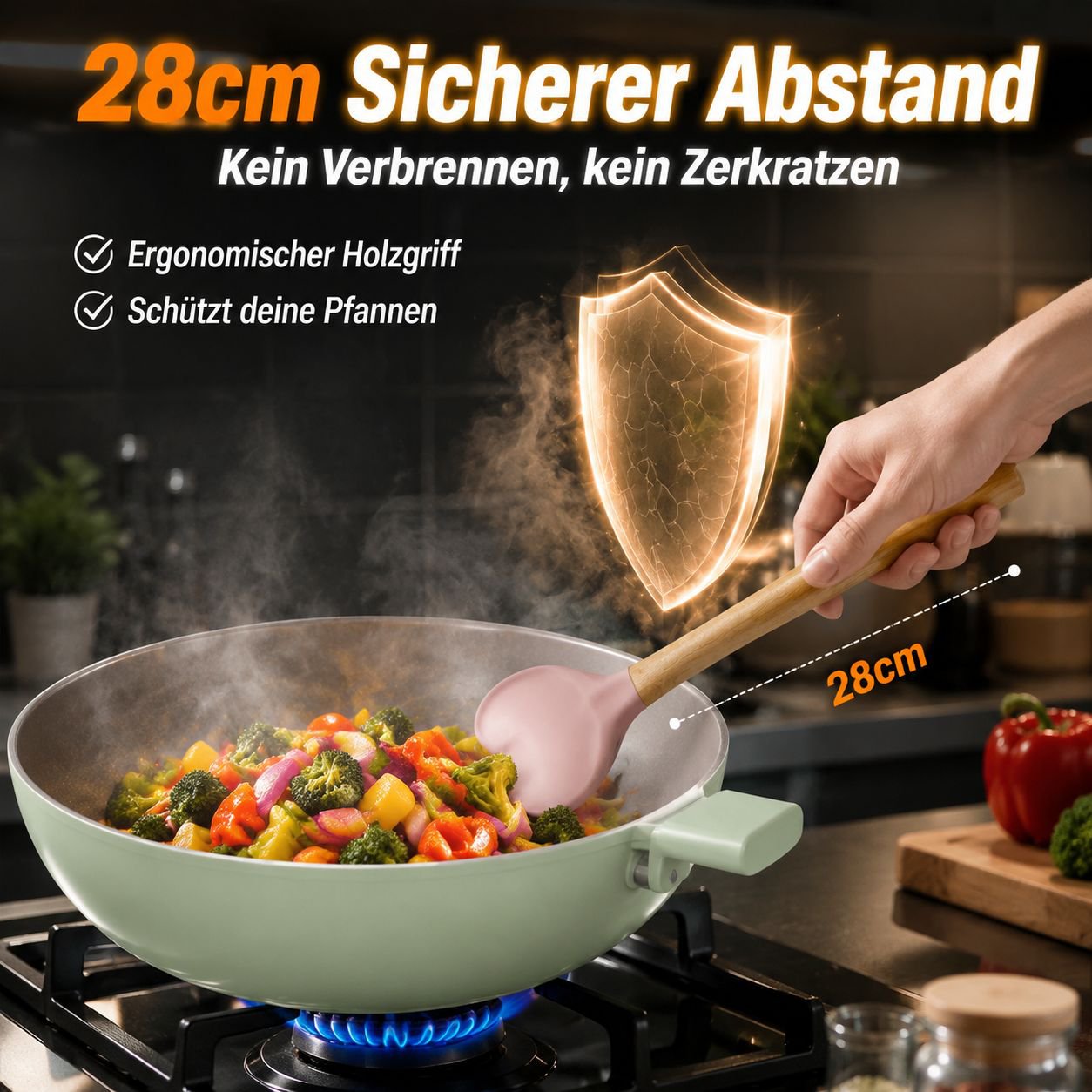 Rosa Herz-Silikonspatel 2 Stück Küchenaccessoire