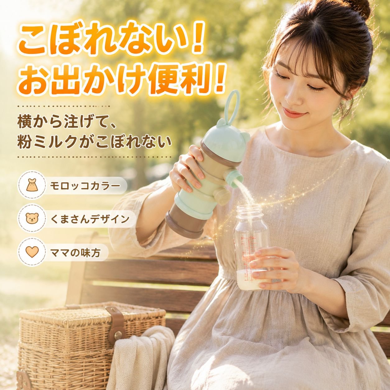 お出かけ用ベビーミルクパウダーケース 密封仕切り付きミニボックス