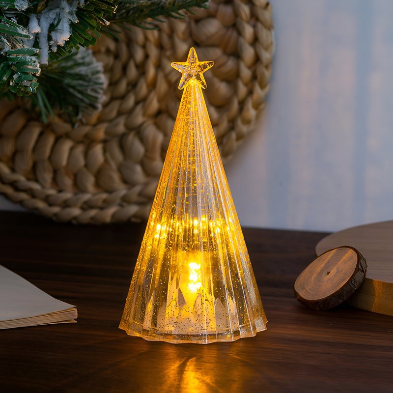 光るクリスマスツリーのデスクトップ装飾品