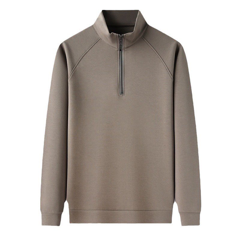 メンズ無地ハーフジップスタンドネックスウェット カジュアル保温トップス