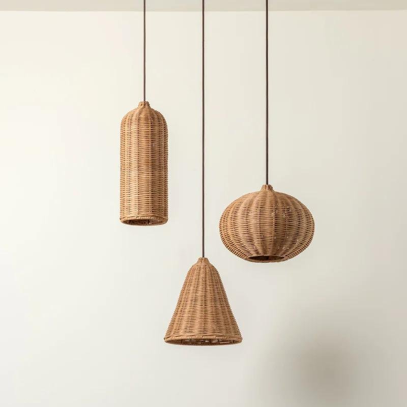 Japanese-Style Woven Rattan Pendant Lamp
