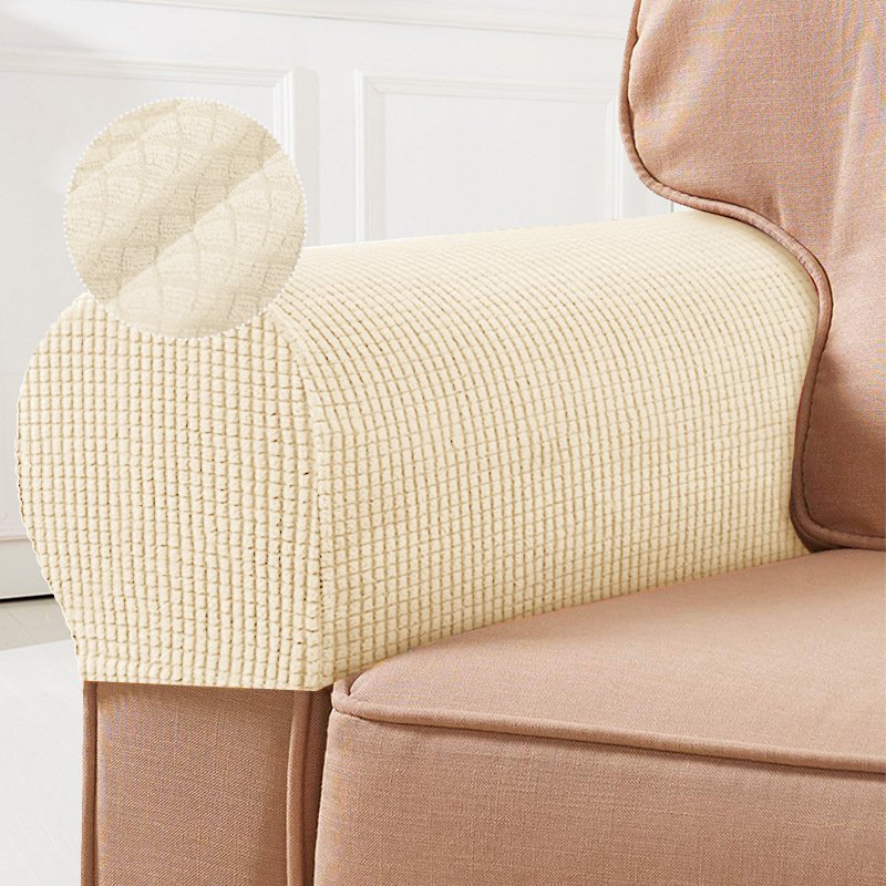 Plaid Fabric Sofa Armrest Protector Stretch Cover for All Seasons