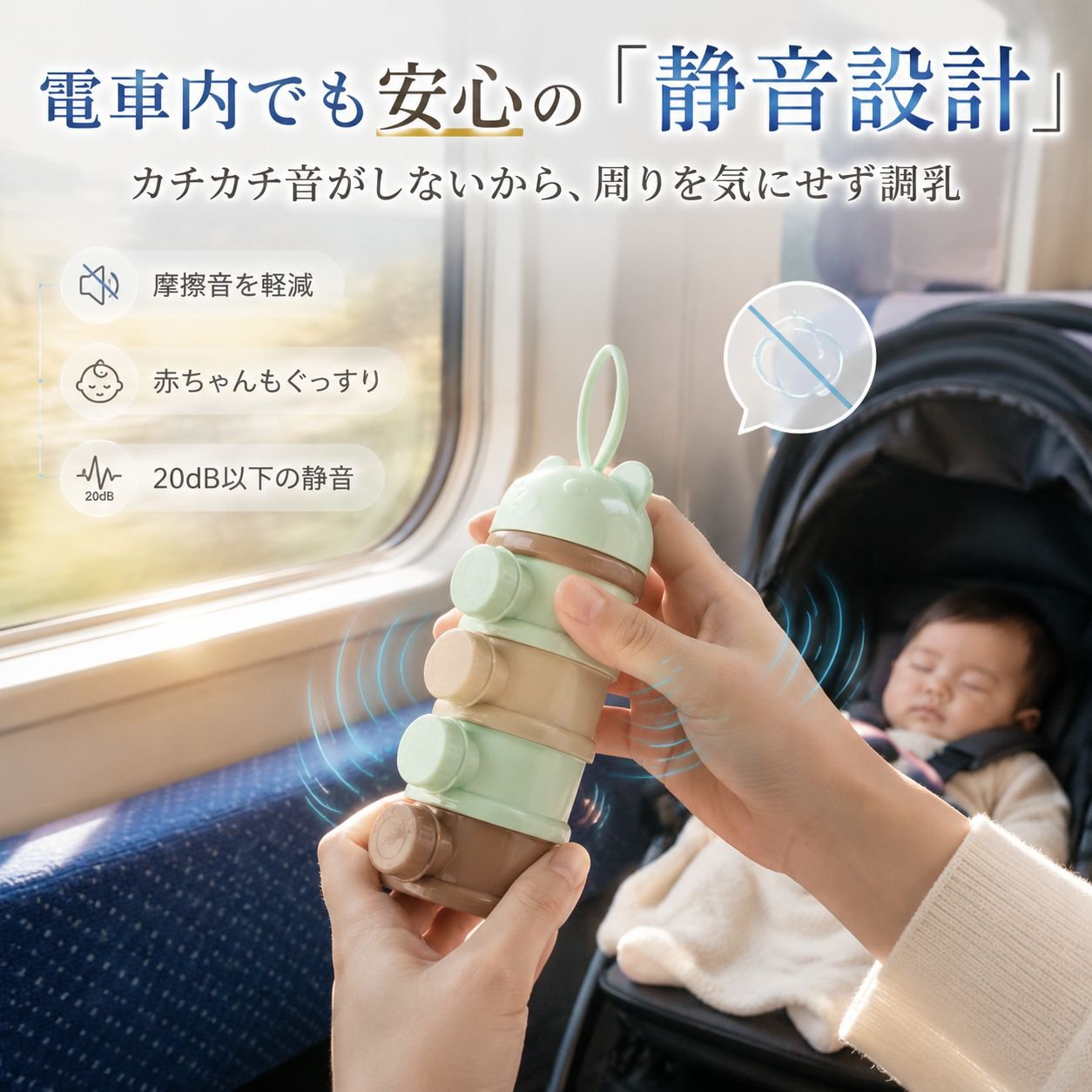 お出かけ用ベビーミルクパウダーケース 密封仕切り付きミニボックス