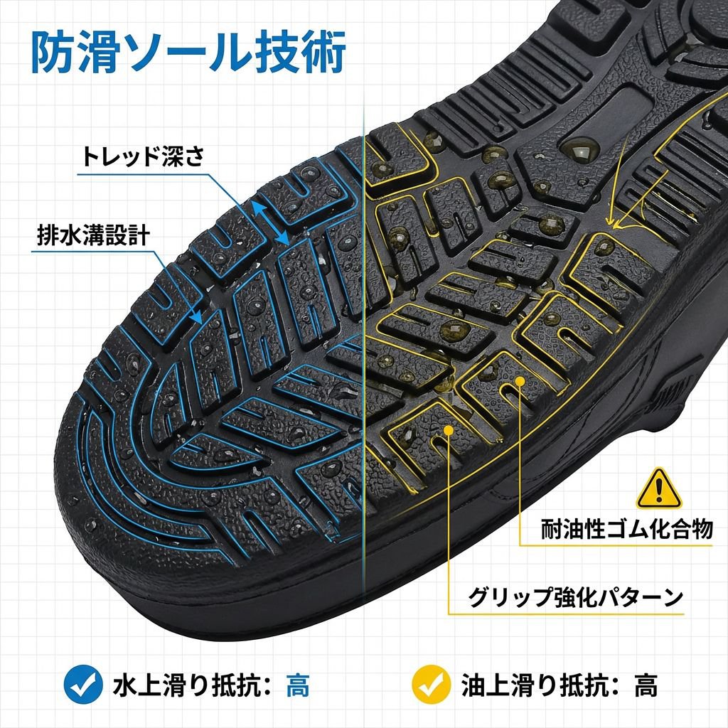 ブラック滑り止め作業靴