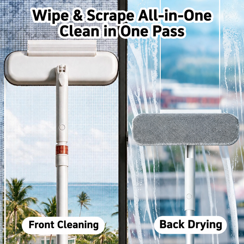 [Scraper and Brush in One] Retractable Double-Sided Screen Window Brush