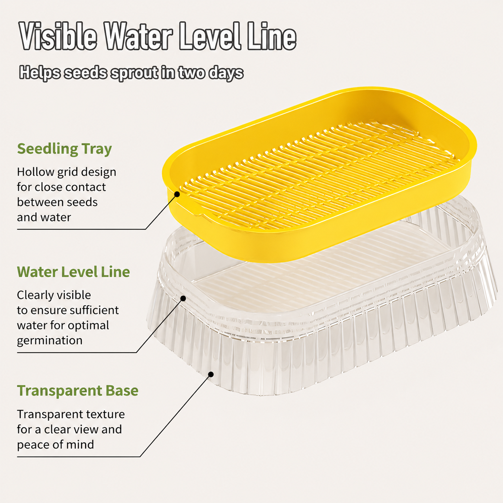 Hydroponic boxes for bean sprouts, hydroponic trays for soilless cultivation, seedling trays for veg