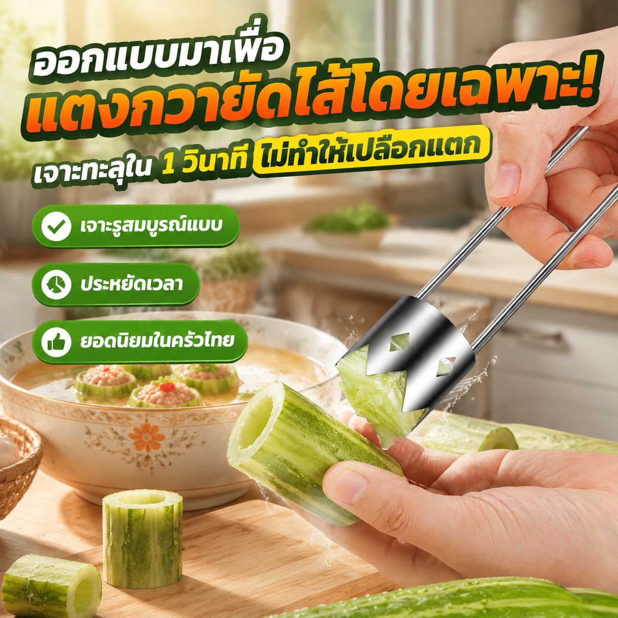 ที่คว้านเมล็ดพริกหยวกและแอปเปิ้ลด้ามจับสำหรับห้องครัว