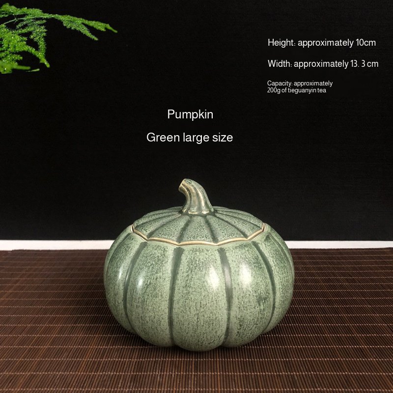 Ceramic pumpkin tea canister used to store snacks and small dry goods