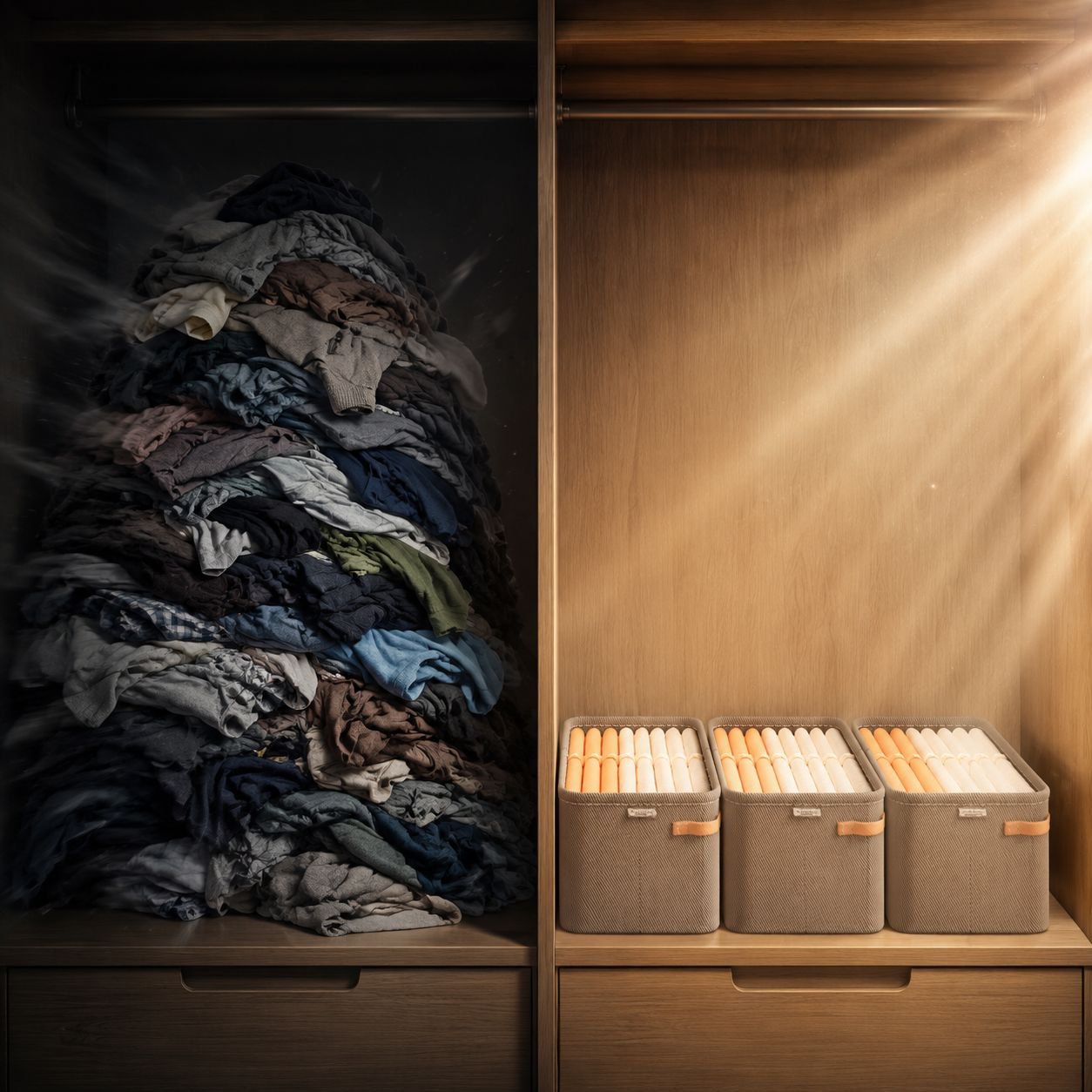 Home storage solution with sturdy fabric bins