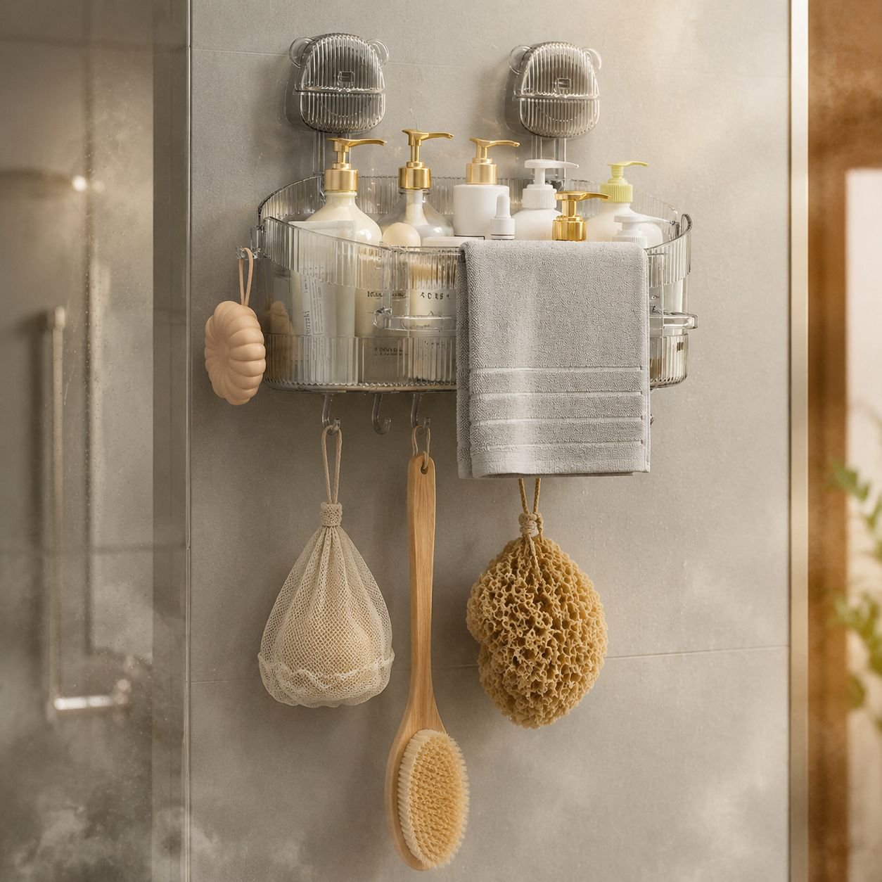 Easy installation of suction cup wall shelf without tools