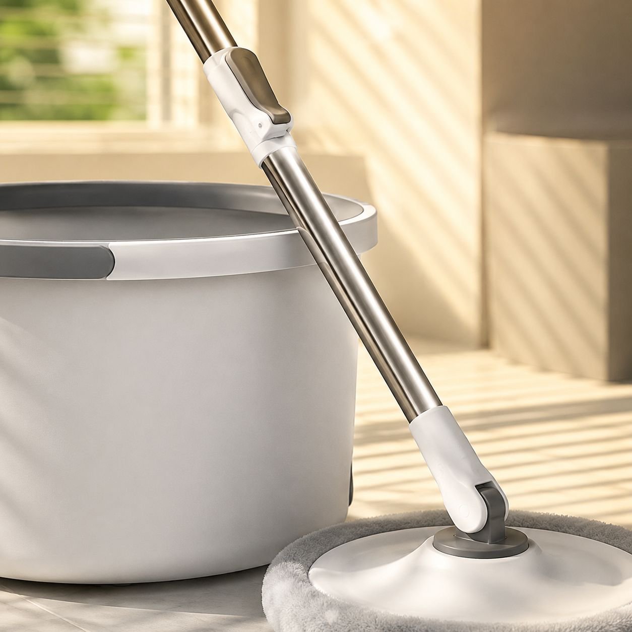 Praktischer Mopp mit Eimer für hygienische Bodenreinigung