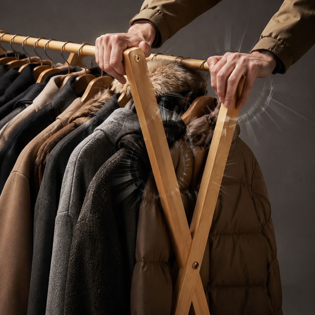 Simple Bamboo Indoor Clothes Hanger, Foldable Design, Eco-friendly and Odorless