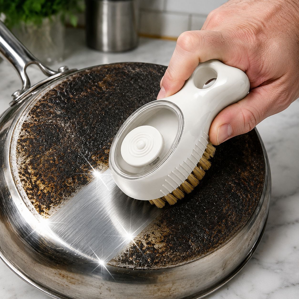 Kitchen Sink Gap Brush with Built-in Liquid Soap