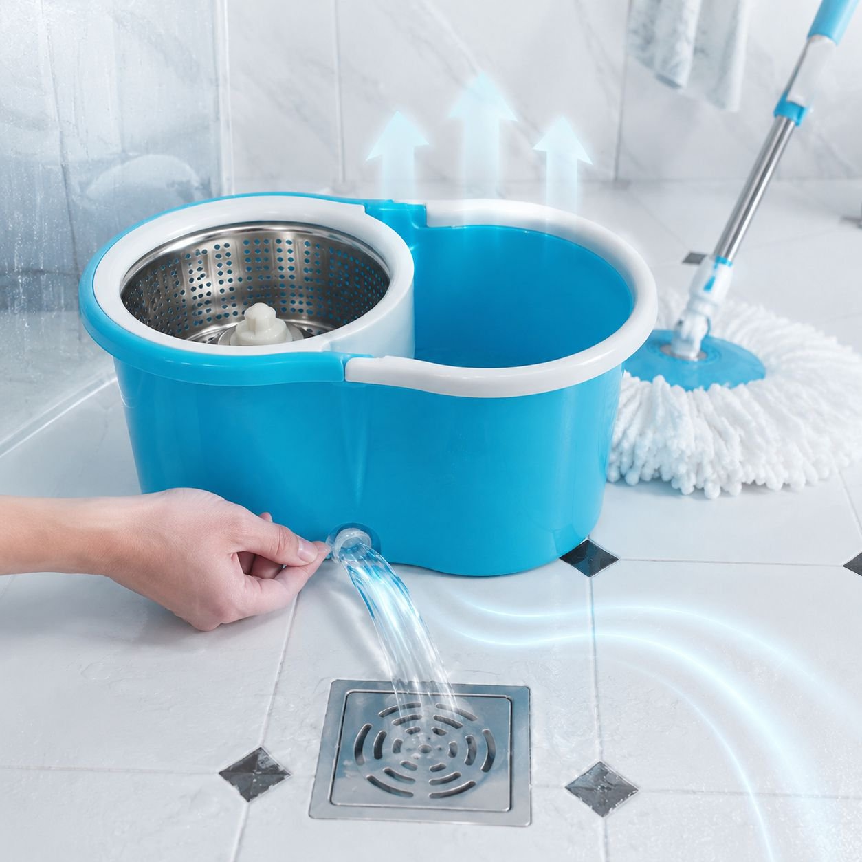 Rapid Dehydration Mop Dunn Cloth Dual Drive Lightweight HandFree
