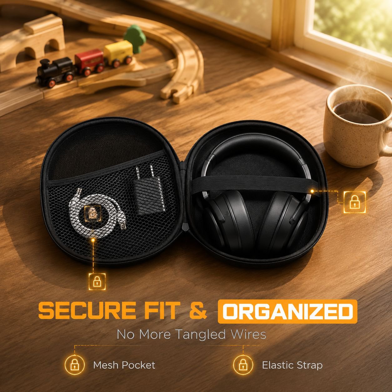 Universal Over-Ear Headphone Storage Case, Portable Shockproof Hard Shell Bag