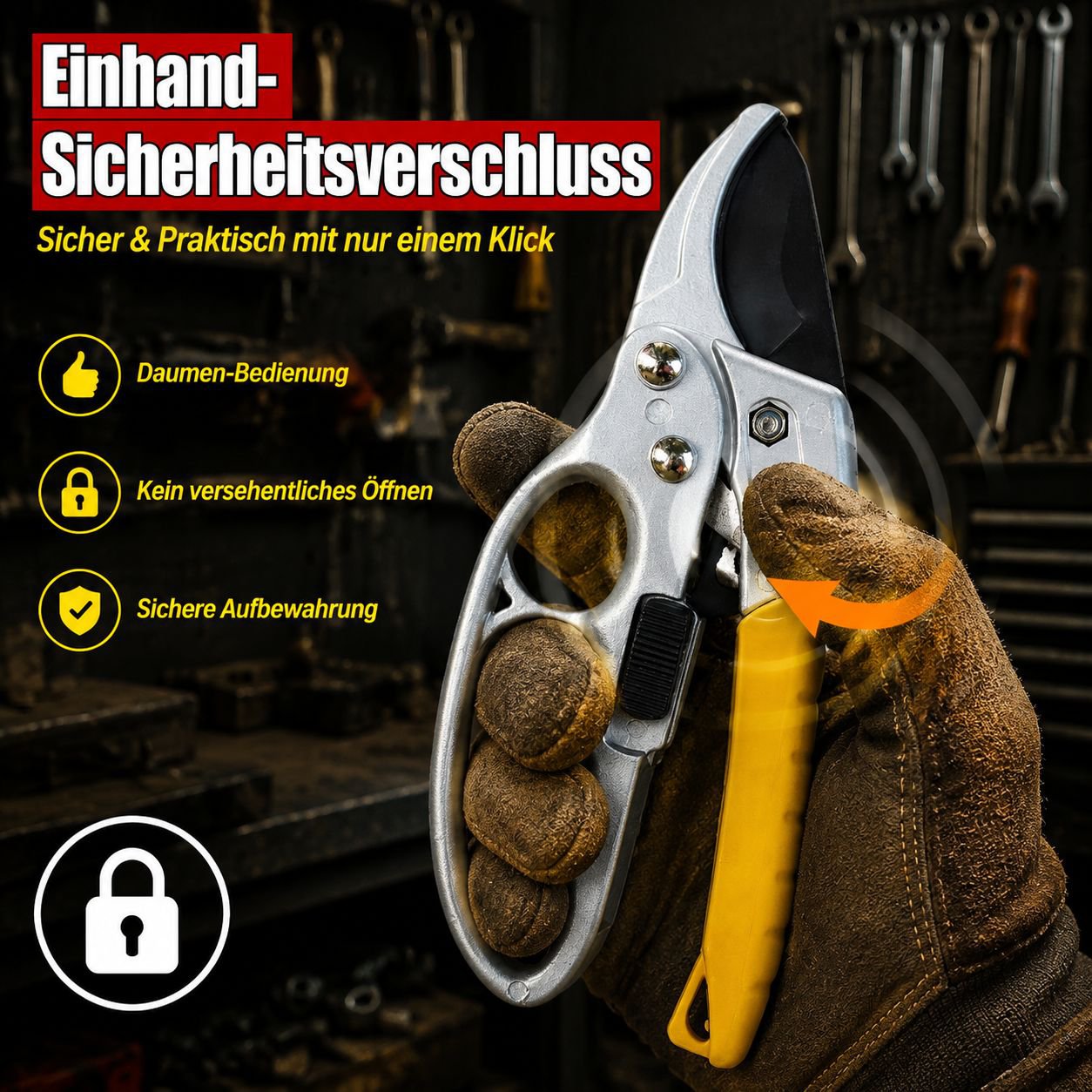 Multifunktionale Astschere, Gartengerät für Äste und Obstbäume