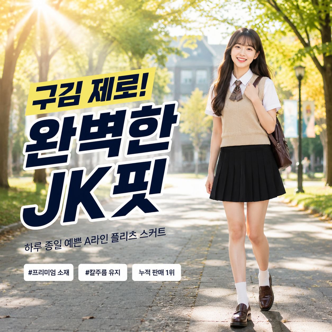 여학생 가을 JK 유니폼 플리츠 반바지