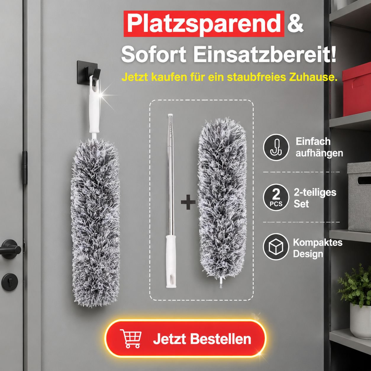 Biegsamer verlängerbarer Deckenstaubwedel