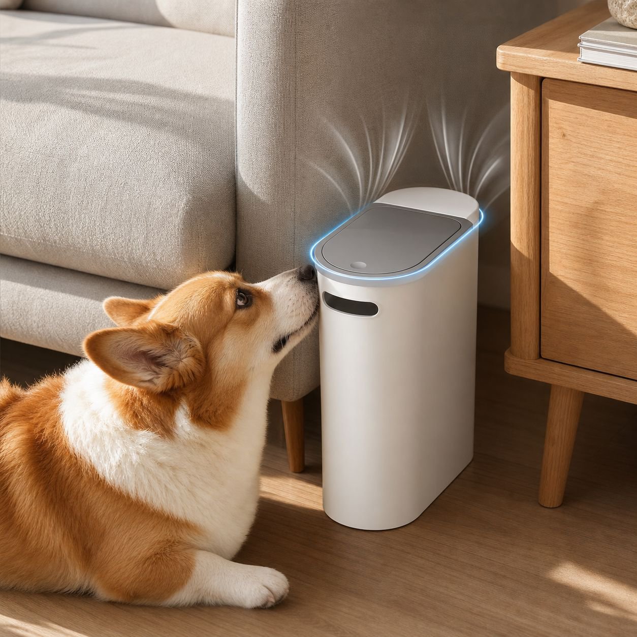 Press-Lid Trash Can for Bathroom and Living Room