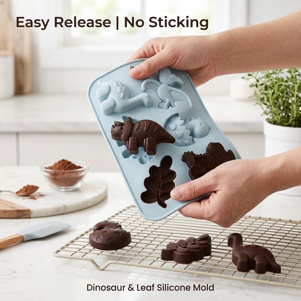 6-piece dinosaur leaf-shaped silicone candy mold