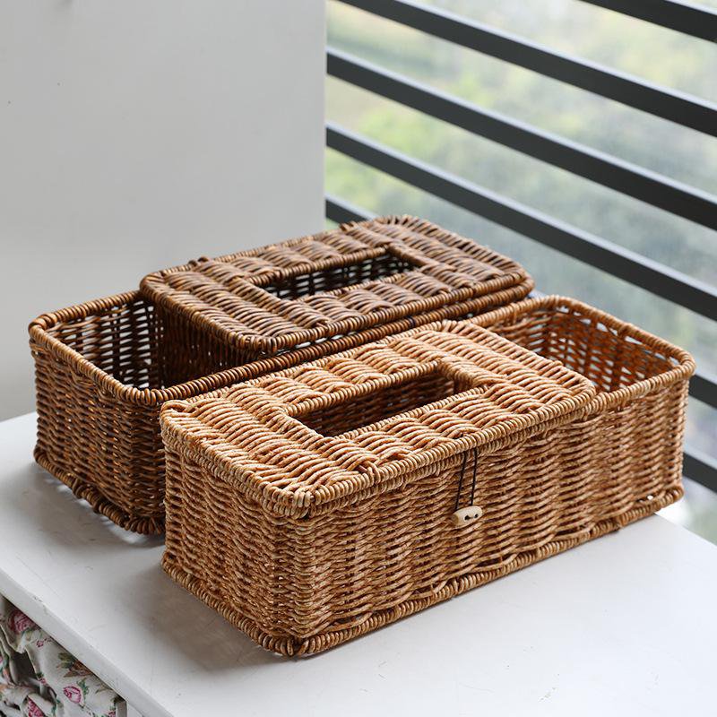 Woven tissue box storage