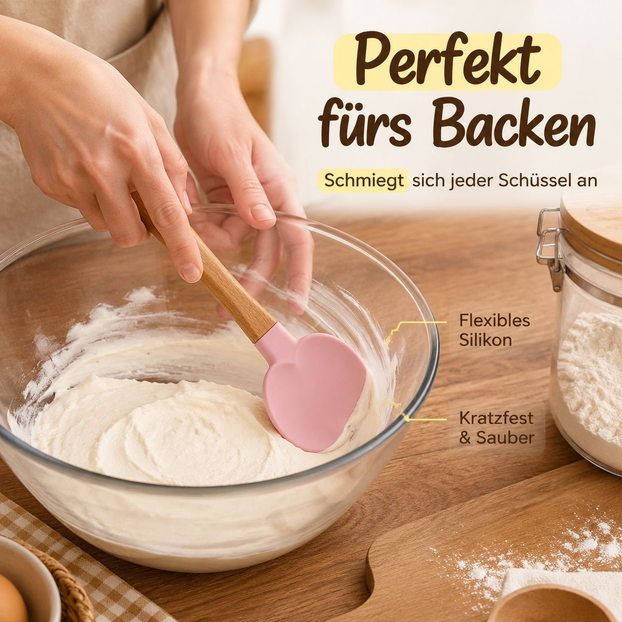 Rosa Herz-Silikonspatel 2 Stück Küchenaccessoire
