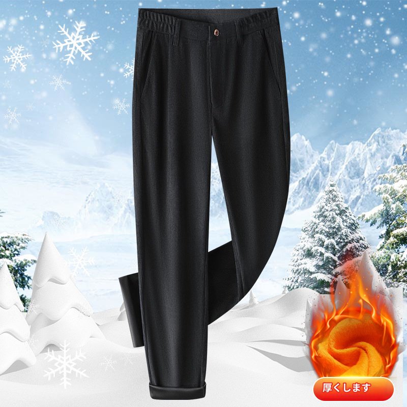 メンズゆったり棒ズボンパンツノンアイロン太いセクションストレートコーデュロイメンズパンツ