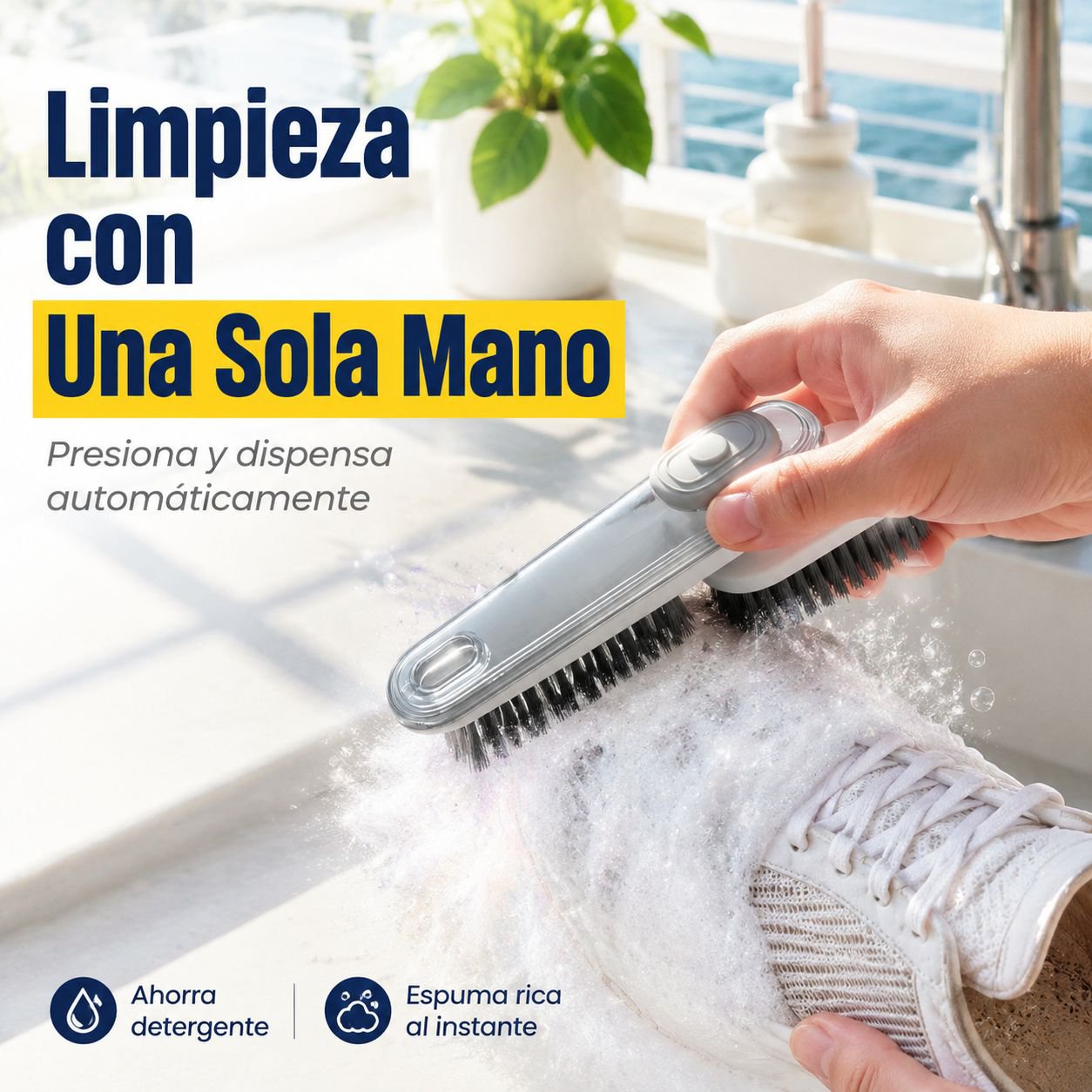 Cepillo multifuncional para zapatos de cerdas suaves, rellenable con líquido, para uso doméstico.