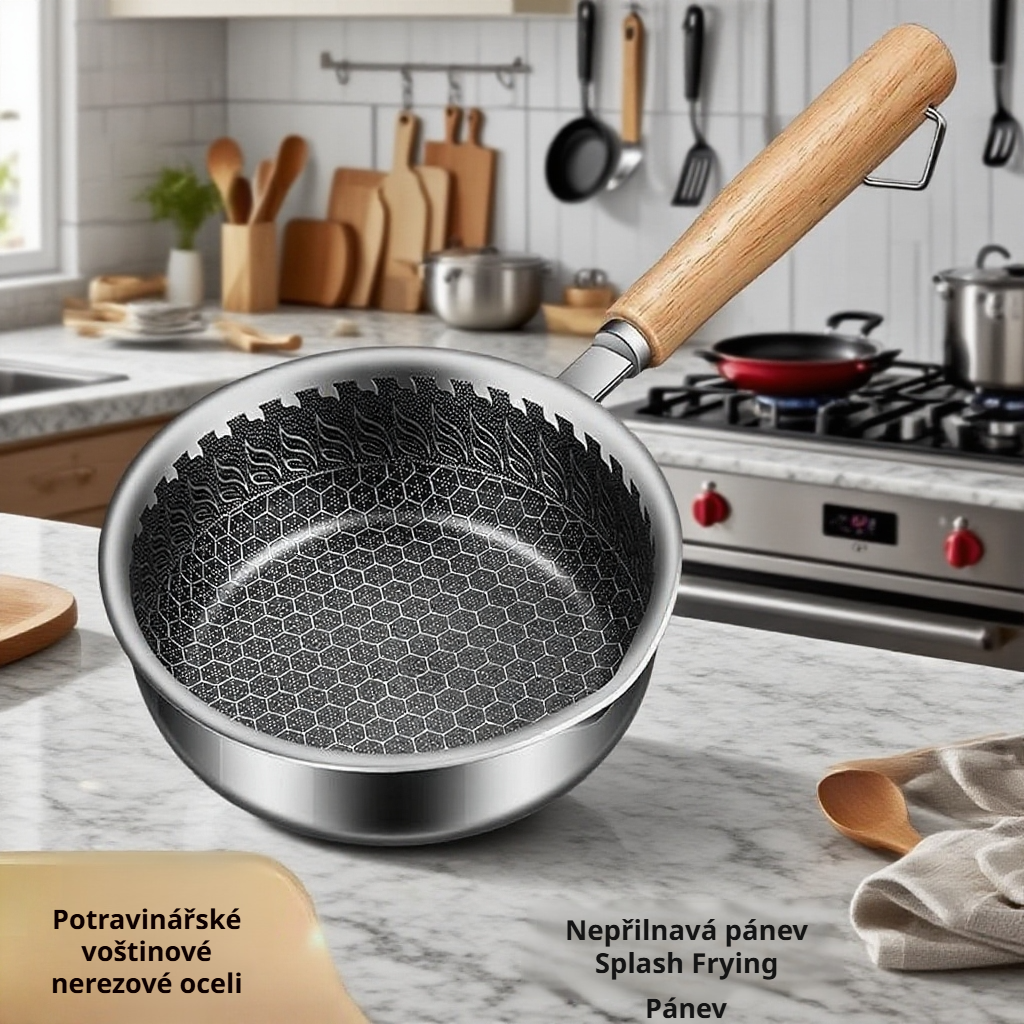 Domácí nepřilnavá pánev Splash na smažení, speciální pro indukci