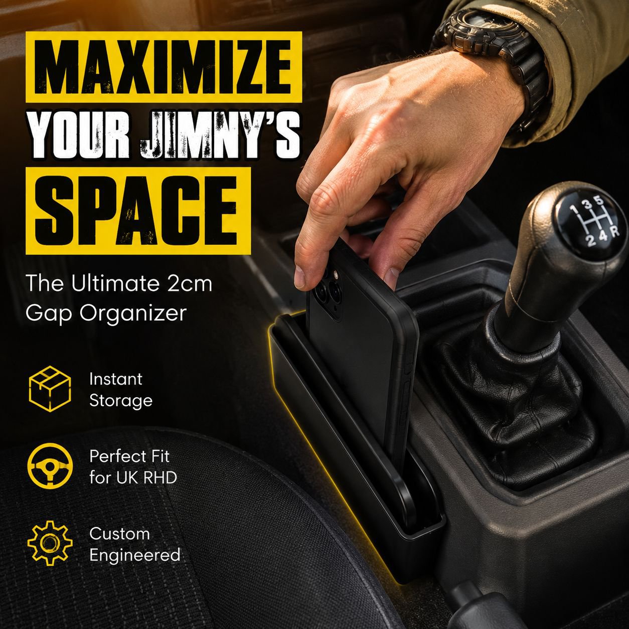 Jimny Center Console Gear Shift Storage Box (2pcs, Black)