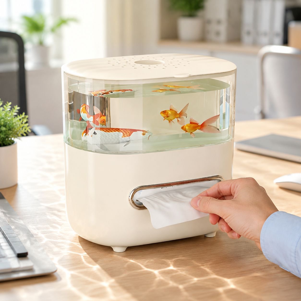 Large Capacity Double-Layer Tissue Box for Fish Keeping