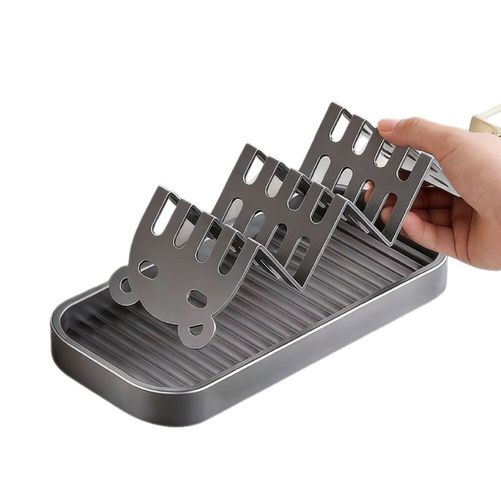 Household stainless steel W-shaped soap dish organizer for home bathroom, drainer tray, soap holder