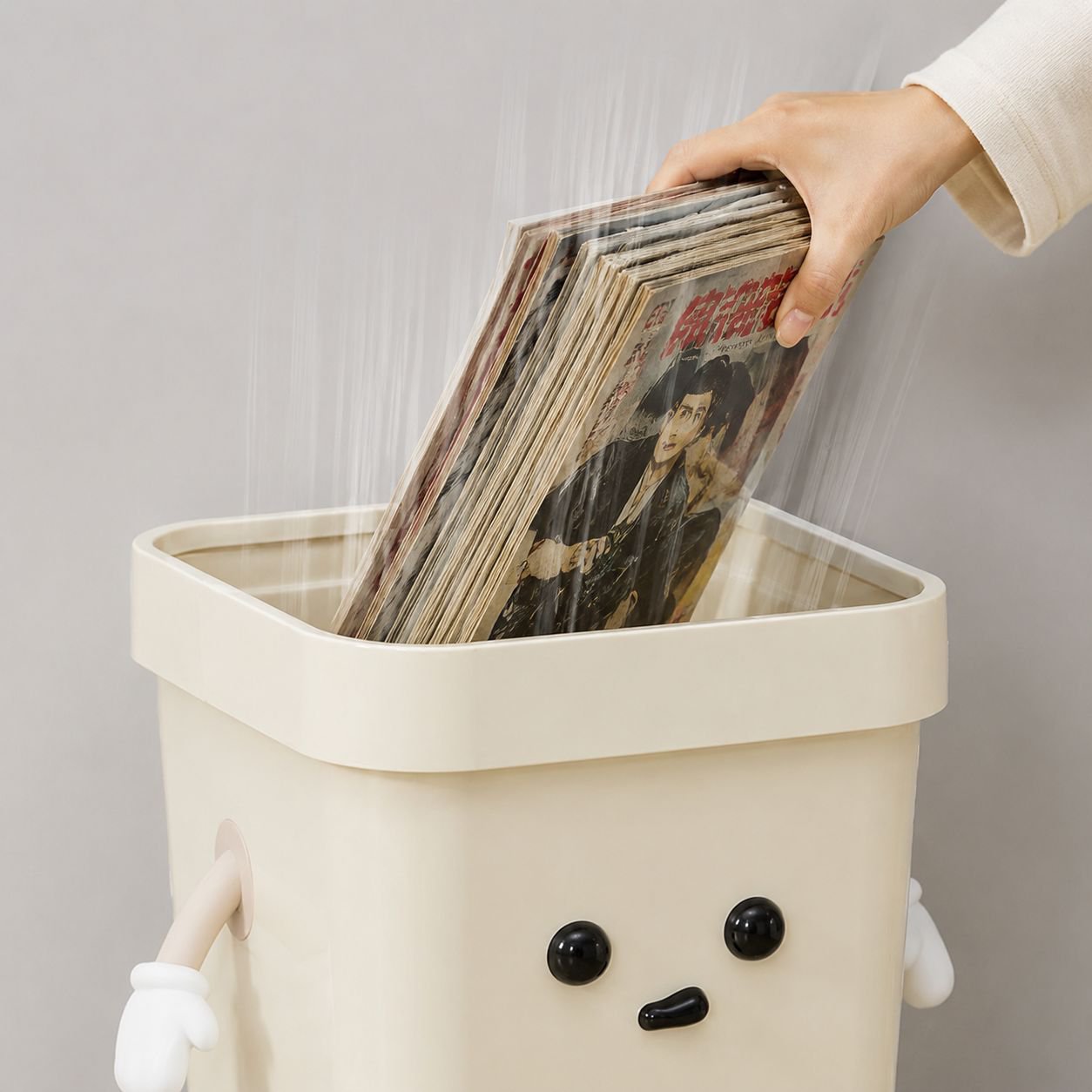漫画風デザインが特徴的なごみ箱