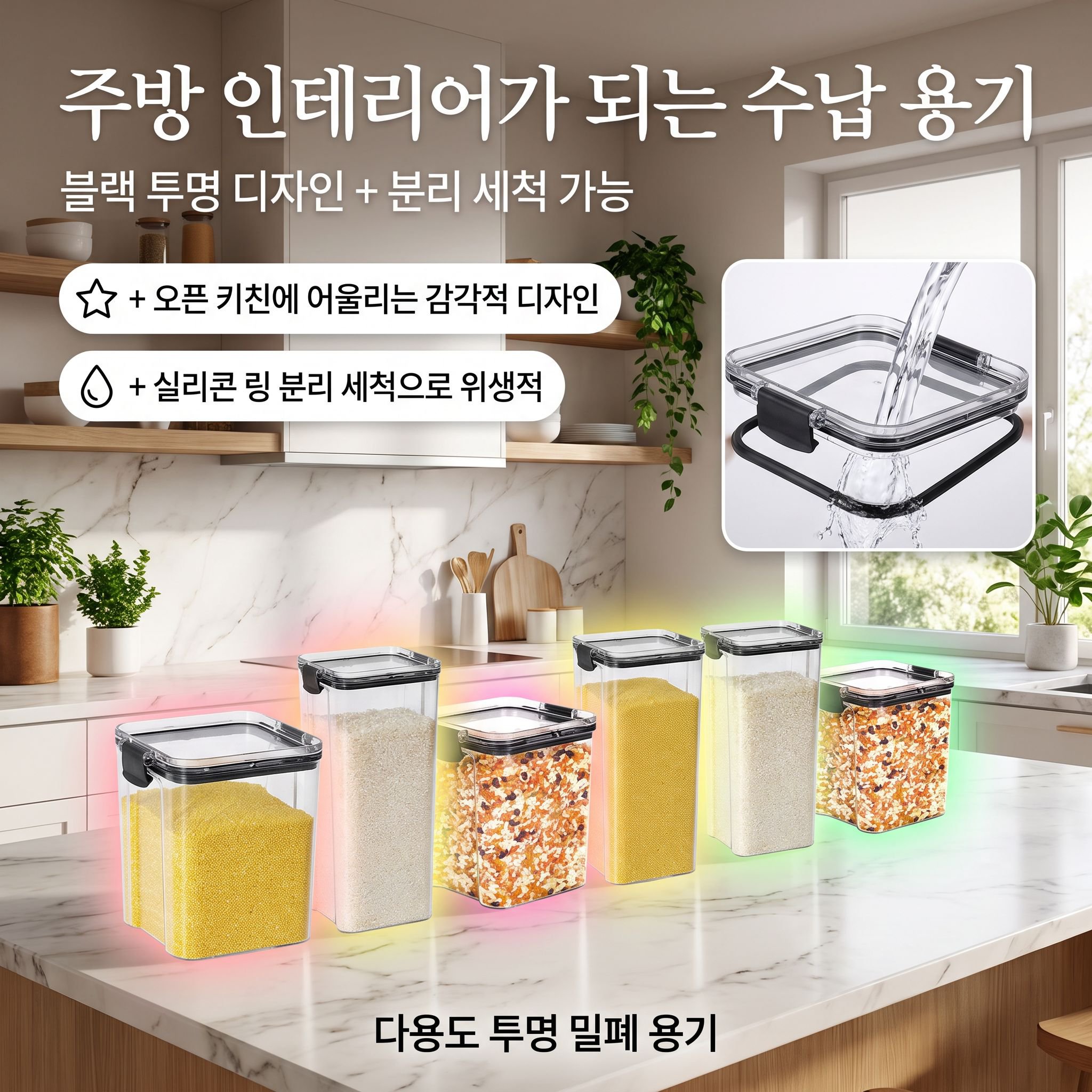도파민 컬러 간식 곡물 저장 용기