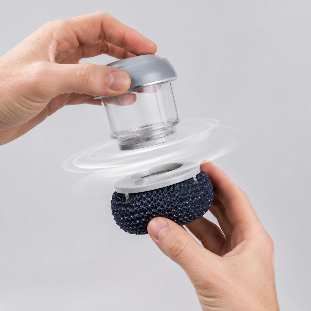 Soap dispenser brush scrubbing kitchen pot