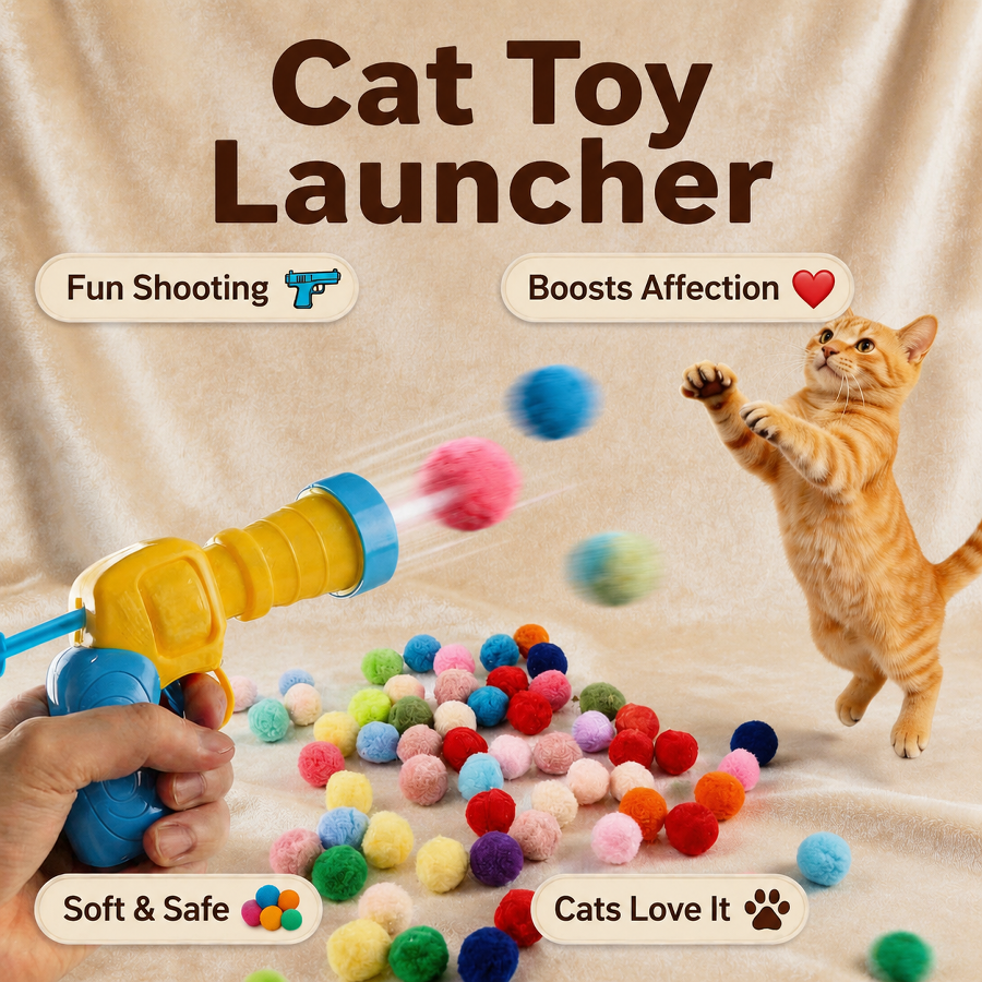 Soft polyester pom-pom teaser toy for cats