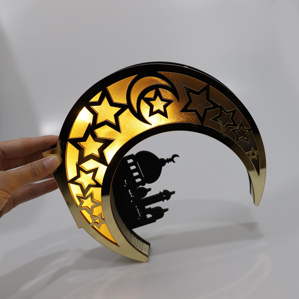 Mirror-Finish LED Moon Ornament