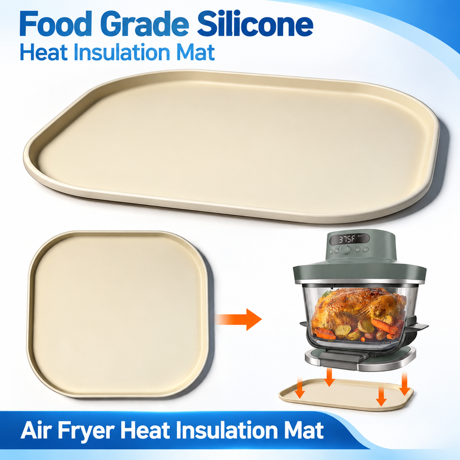 Silicone mat for Ninja Crispi Pro air fryer, high-temperature resistant and heat-insulating mat for 