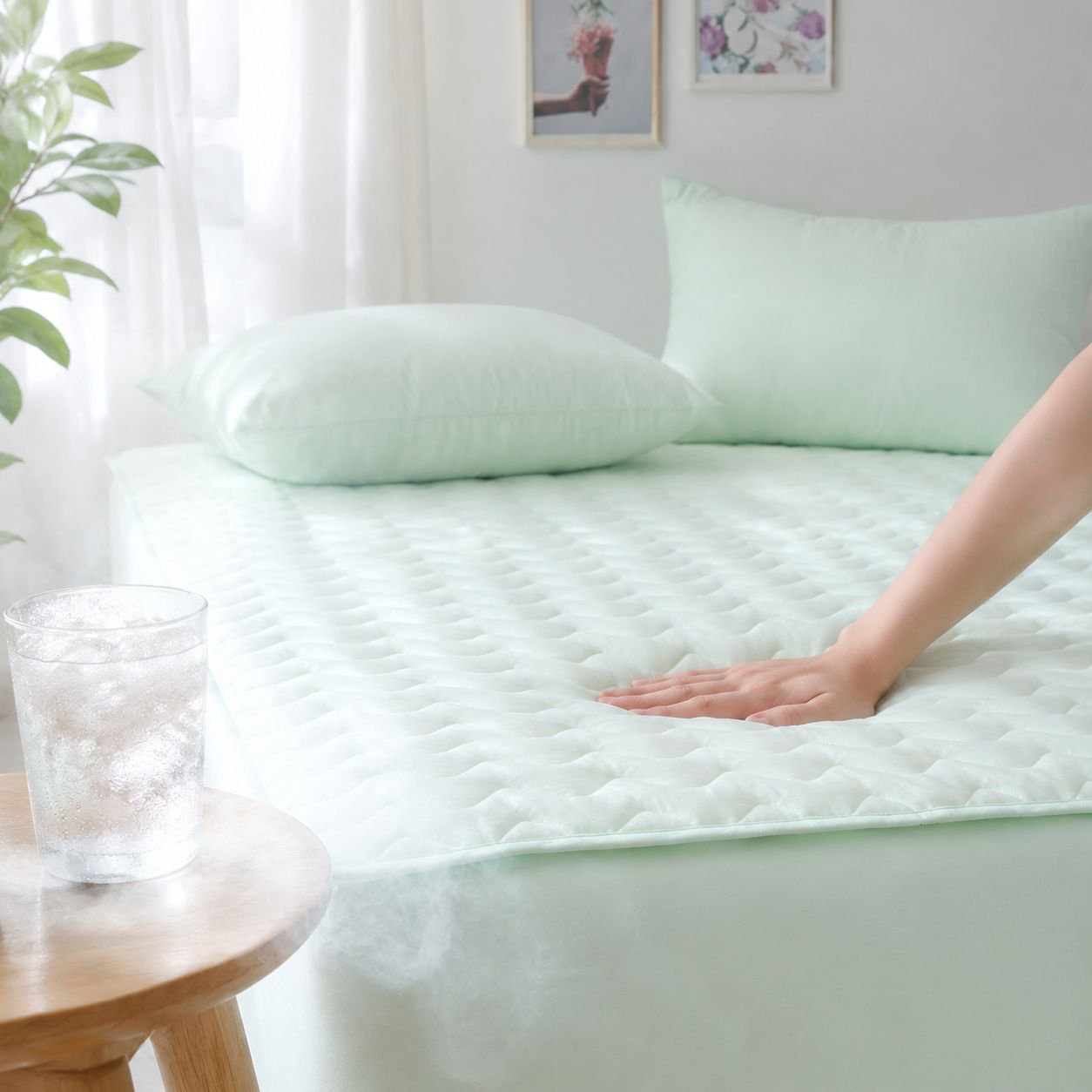 滑り止め付きホテル用マットレスプロテクター（薄型）