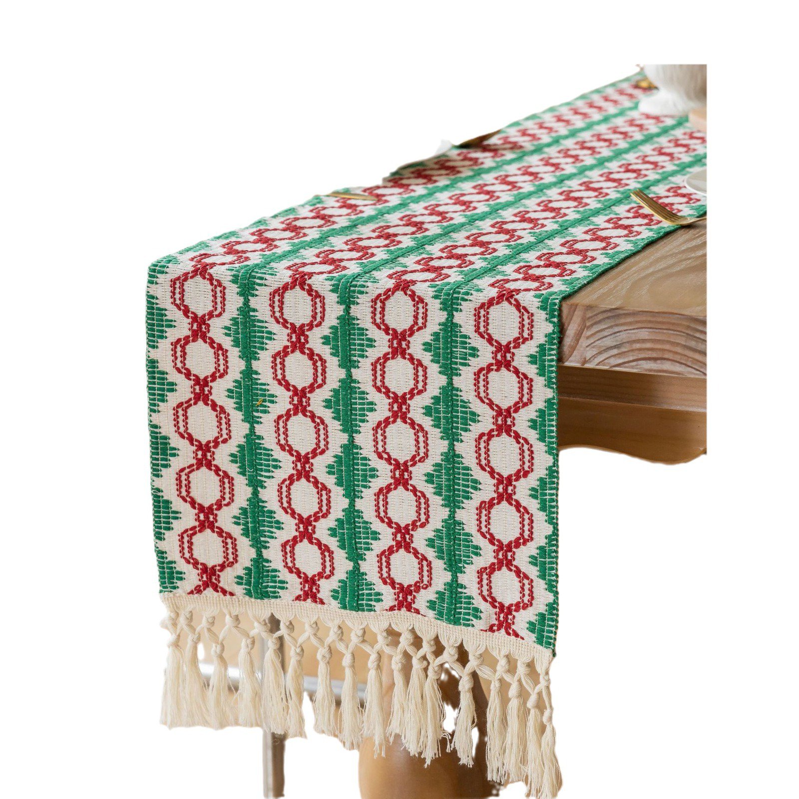 Minimalistischer Weihnachts-Tischläufer mit Frottee-Stickerei, Stoff-Tischdeko