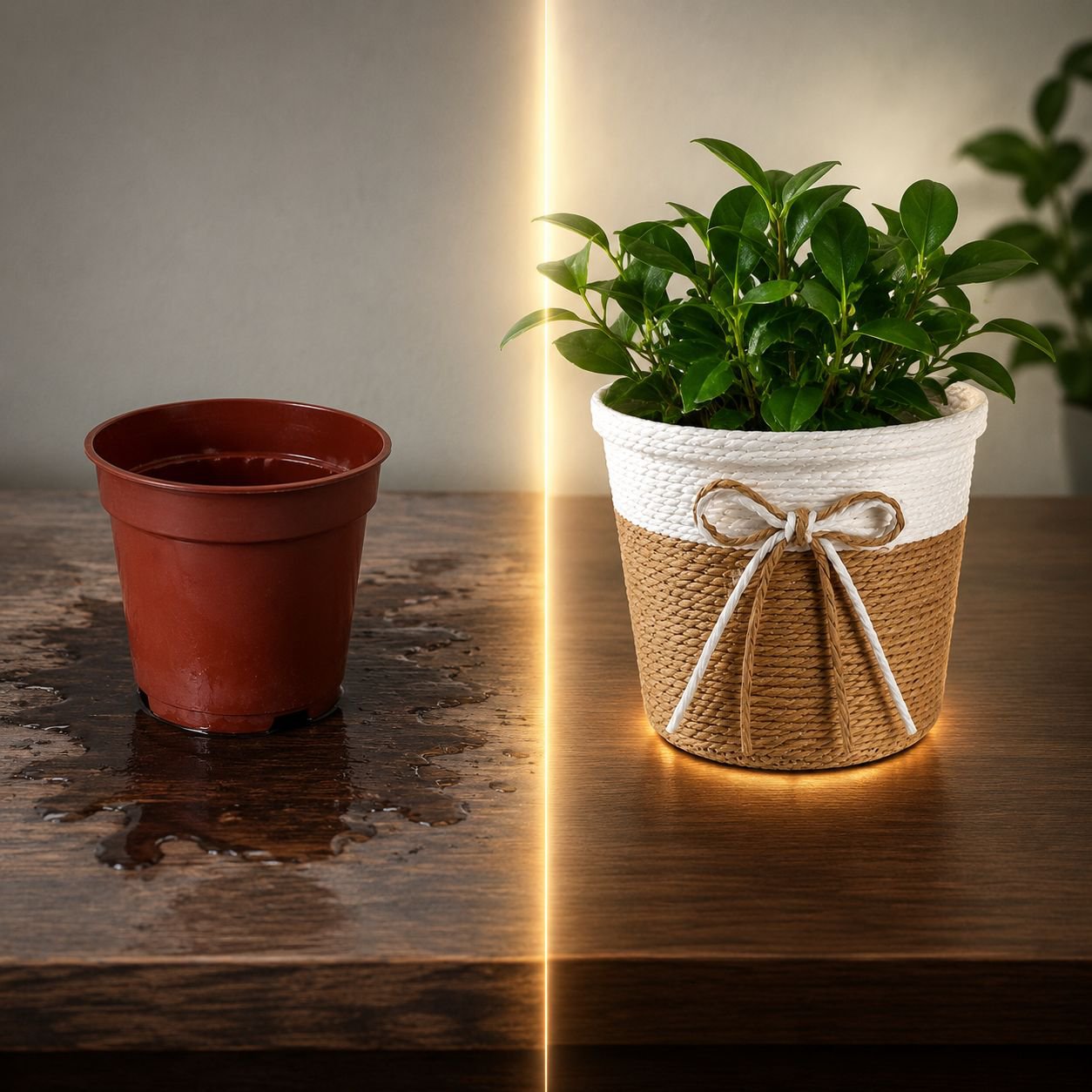 Handmade Paper Rope Woven Flower Pot Basket Cover
