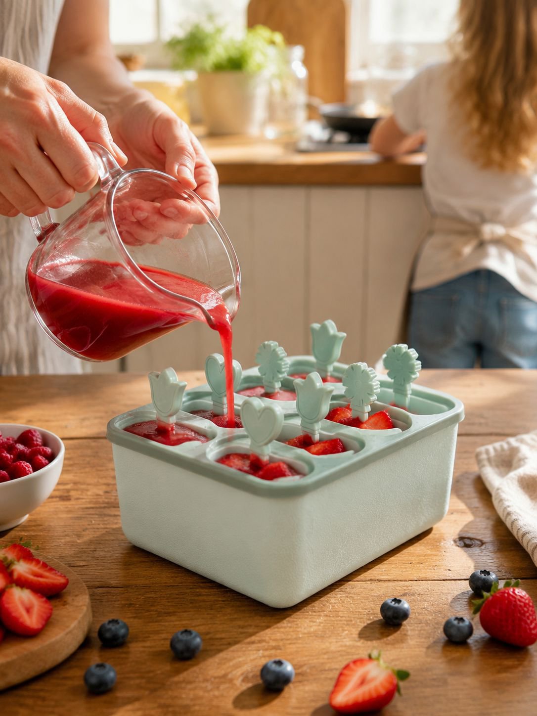 Reusable home ice cream moulds for homemade popsicles