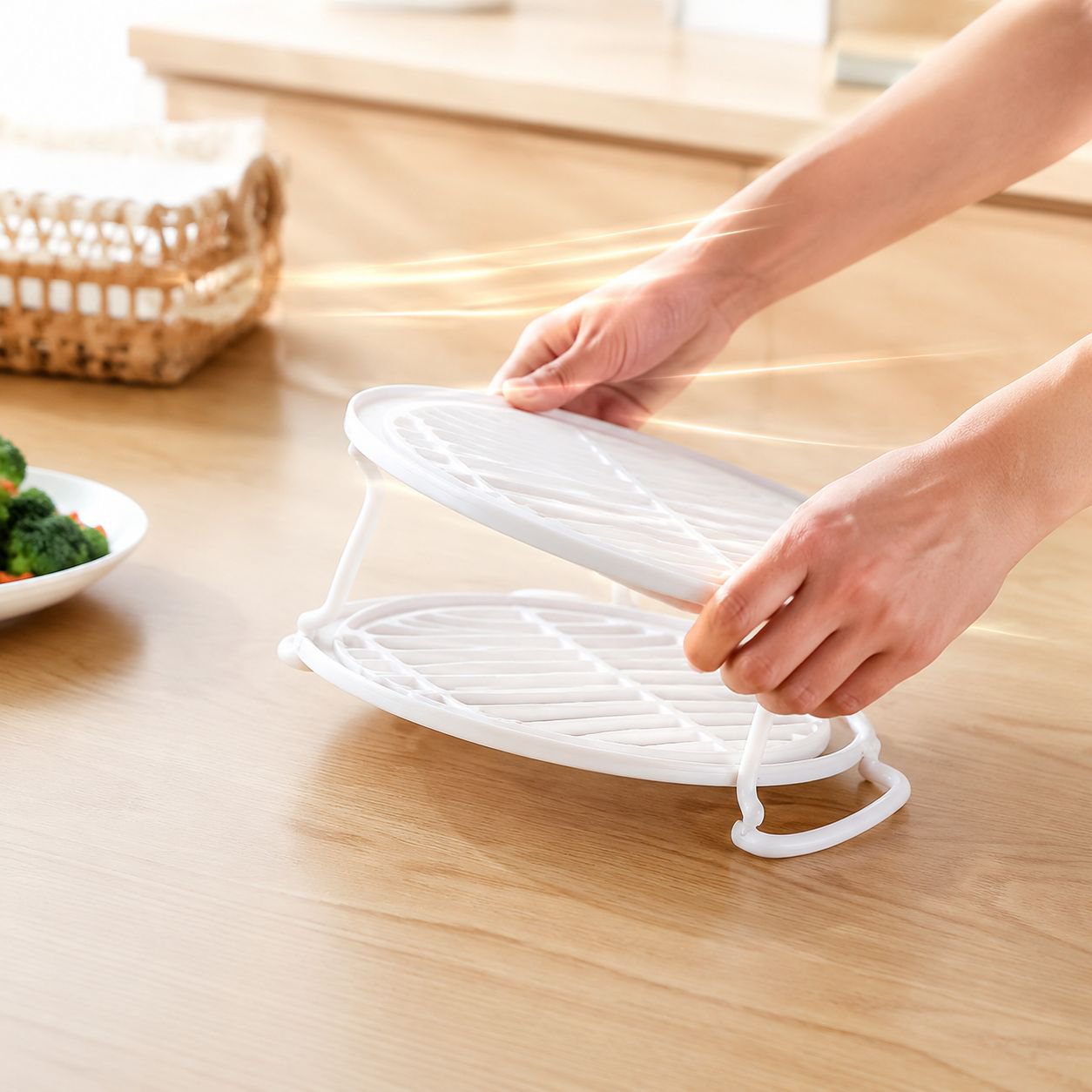 Round Kitchen Microwave Storage Shelf